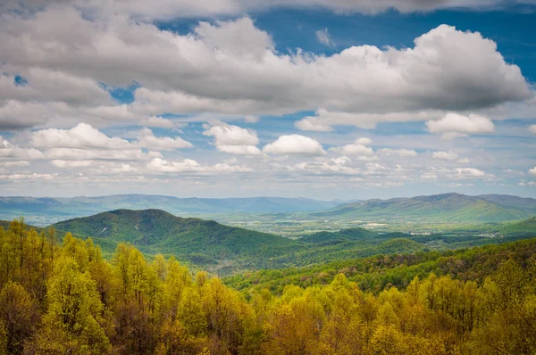 Vista da Primavera das Montanhas Blue Ridge e do Vale do Shenandoah, f — Fotografia de Stock