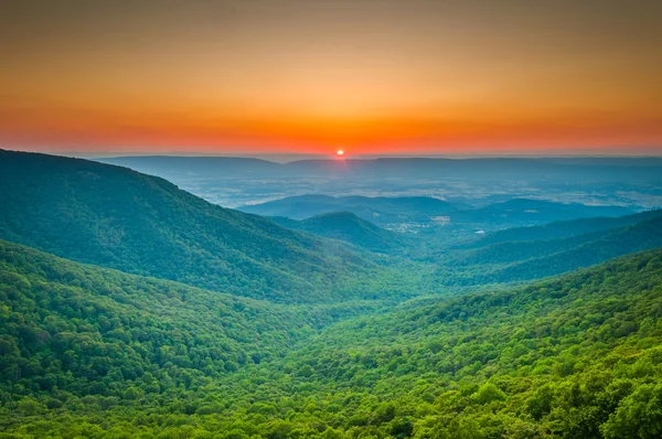 Solnedgång över Blue Ridge och Shenandoah dalen från Crescent R — Stockfoto