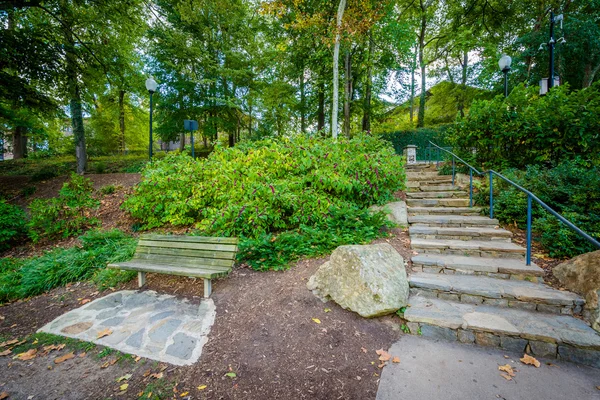 Garden and stairs at the Falls Park on the Reedy, in Greenville, — Stock Photo, Image