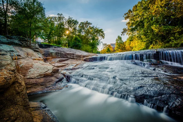 Waterfall at the Falls Park on the Reedy, in Greenville, South C — Stock Photo, Image