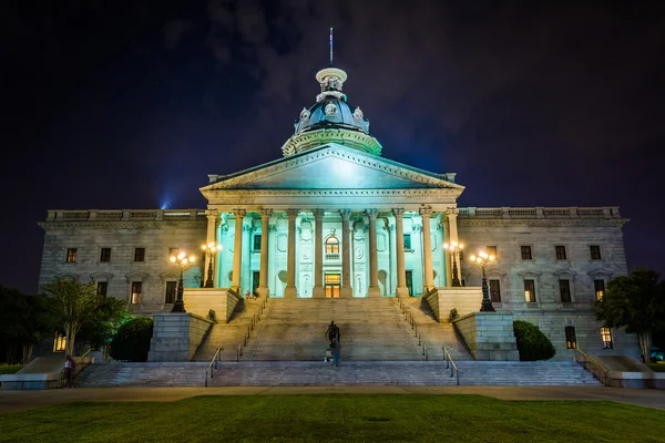 The South Carolina State House in at night, in Columbia, South C