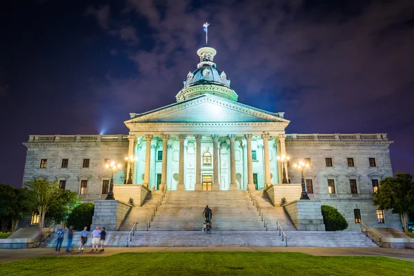 The South Carolina State House in at night, in Columbia, South C