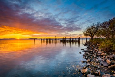 Sunrise dock ve Chesapeake Körfezi, Havre de Grace, Mar