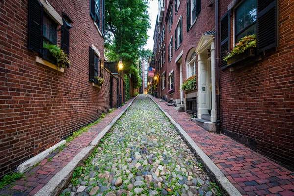 Acorn Street, a Beacon Hill, Boston, Massachusetts . — Foto Stock