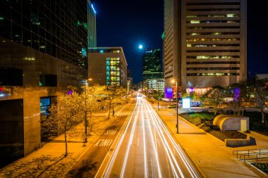 Lombard Street ve gece, Baltimore Şehir binalar,