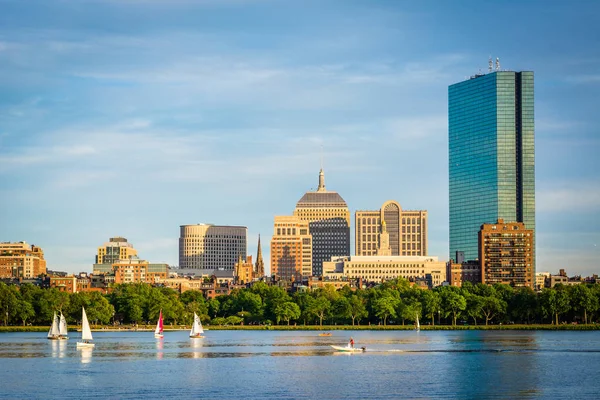 Boston Panorama a Charles River, z Cambridge, Massa — Stock fotografie