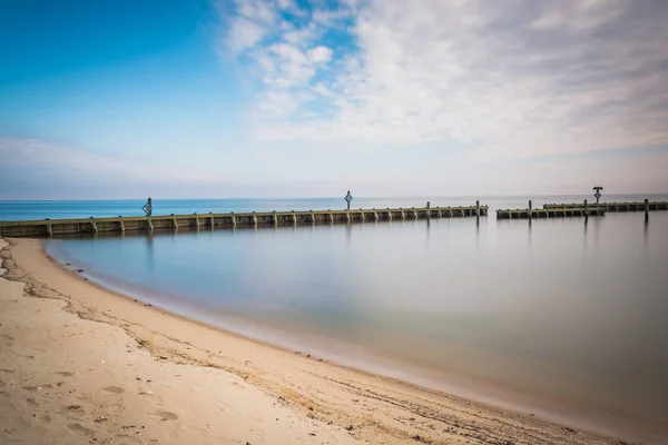 Plaj ve İskele Chesapeake Körfezi Kuzey Plajı, Maryland '. — Stok fotoğraf