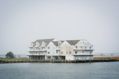 Chincoteague Bay, Chincoteague Adası, Virginia boyunca evleri.