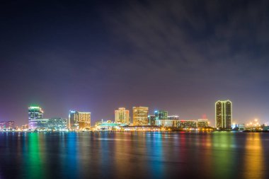 Por waterfront Marnixkade skyline Norfolk gece,