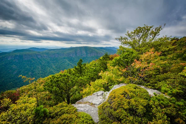 View of the Blue Ridge Mountains from Hawksbill Mountain, on the — Stock Photo, Image