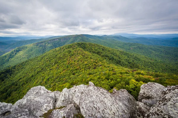 View of the Blue Ridge Mountains from Hawksbill Mountain, on the — Stock Photo, Image