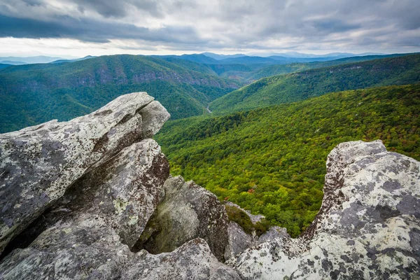 View of the Linville Gorge from Hawksbill Mountain, in Pisgah Na — Stock Photo, Image