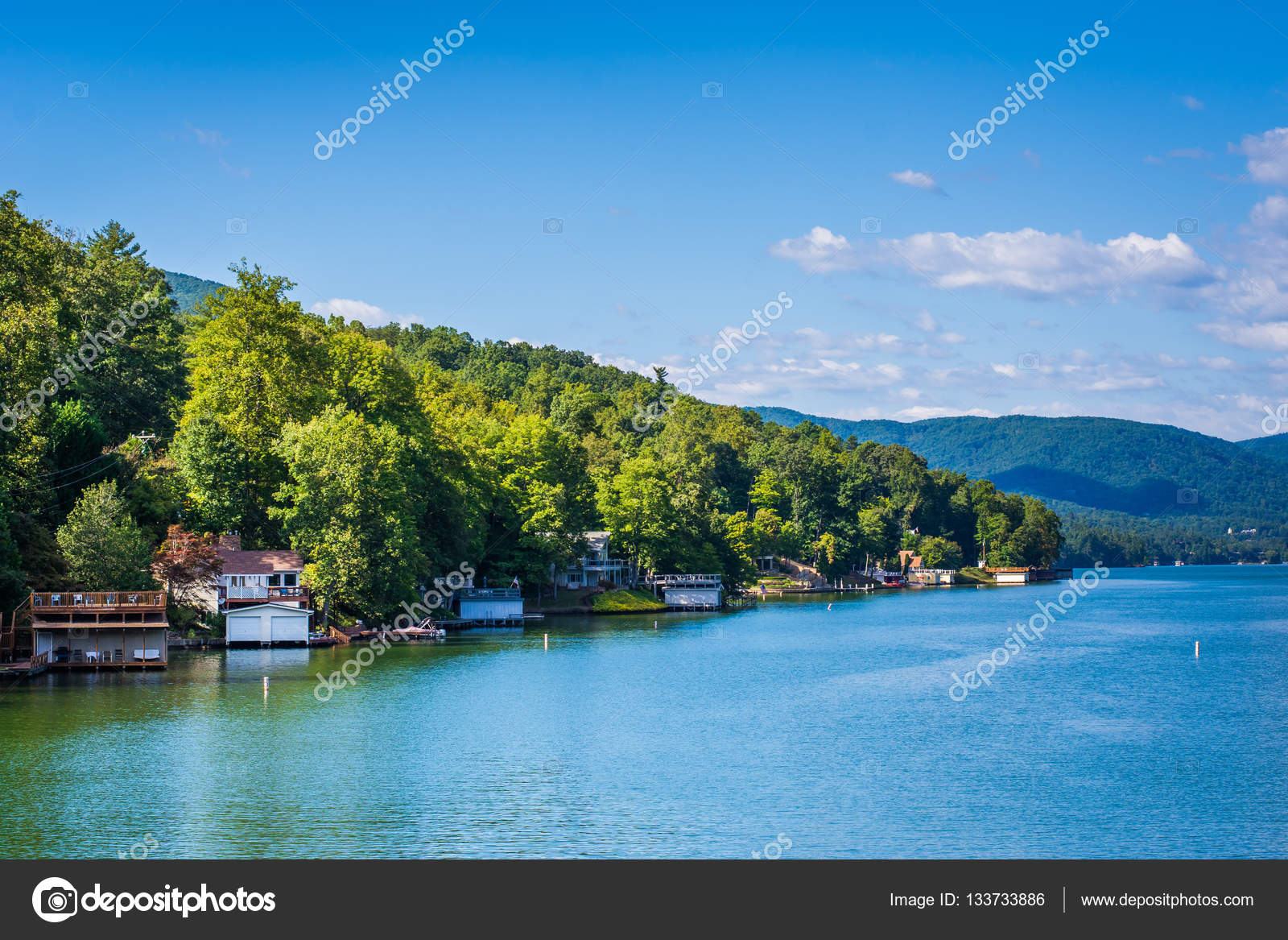 View of Lake Lure and distant mountain ranges, in Lake Lure, Nor ... View of Lake Lure and distant mountain ranges, in Lake Lure, Nor ...