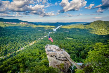 View of Chimney Rock and Lake Lure at Chimney Rock State Park, N clipart