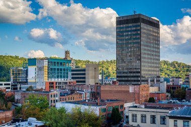 Şehir Asheville, North Carolina binalar görünümünü.