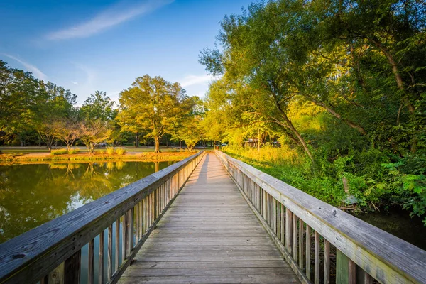 Boardwalk at Roosevelt Wilson Park, in Davidson, North Carolina. — Stock Photo, Image