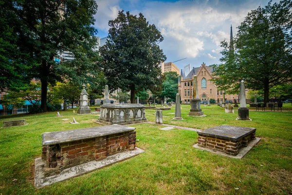 Kyrkogården i den historiska fjärde församling i Charlotte, North Carolin — Stockfoto