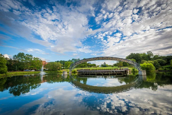 The lake at Symphony Park, in Charlotte, North Carolina. — Stock Photo, Image