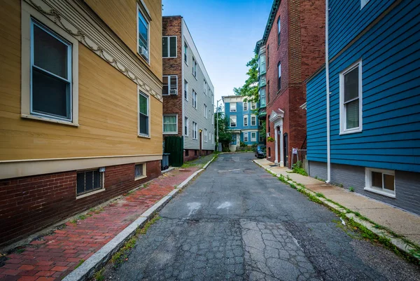 Callejón y casas antiguas en Cambridge, Massachusetts . — Foto de Stock