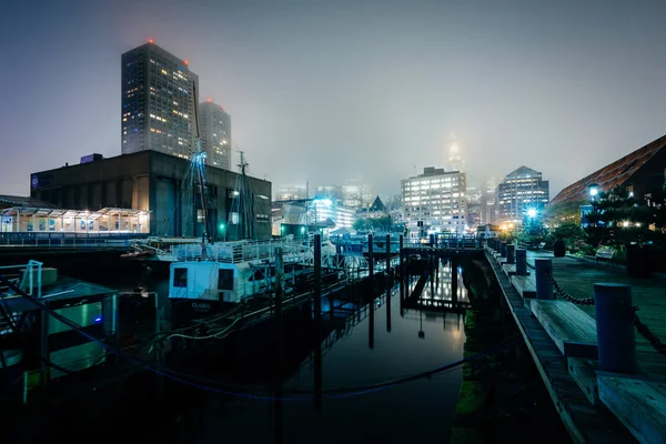 Набережная Ночью Бостоне Штат Массачусетс — стоковое фото