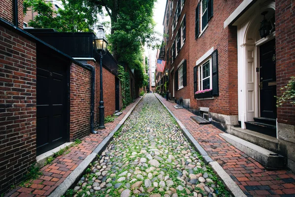 Acorn Street, a Beacon Hill, Boston, Massachusetts . — Foto Stock