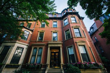 Back Bay, Boston, Massachusetts tarihi tuğla binalar.