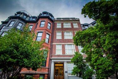 Back Bay, Boston, Massachusetts tarihi tuğla binalar.