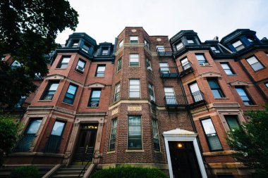 Back Bay, Boston, Massachusetts tarihi tuğla binalar.
