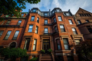 Back Bay, Boston, Massachusetts tarihi tuğla binalar.