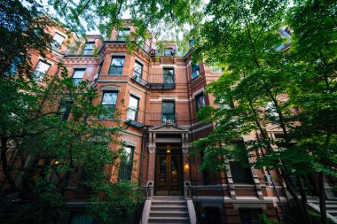 Back Bay, Boston, Massachusetts tarihi tuğla binalar.