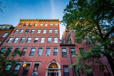 Beacon Hill, Boston, Massachusetts tarihi tuğla binalar. 