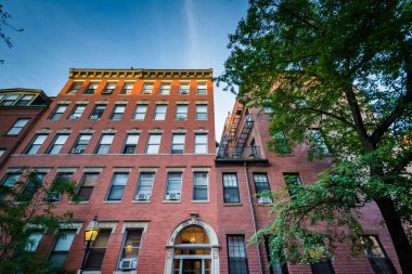 Beacon Hill, Boston, Massachusetts tarihi tuğla binalar. 