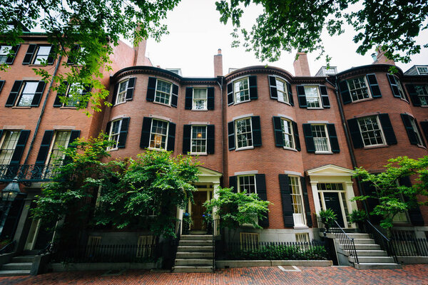Historic brick buildings in Beacon Hill, Boston, Massachusetts.