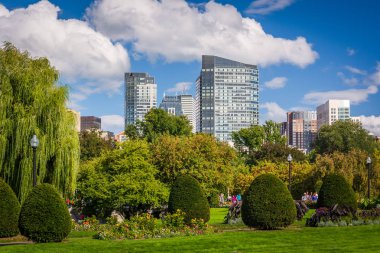 Kamu bahçe ve Boston, Massachusetts binalarda.