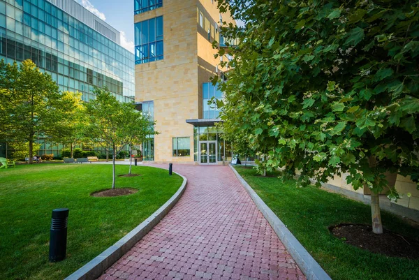 Pasarela y edificios de la Northeastern University, en Boston, Mas — Foto de Stock