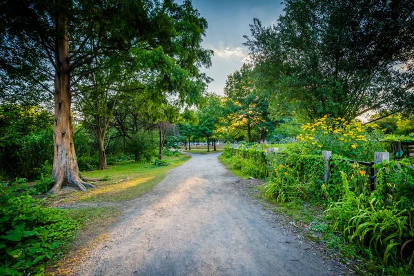 Pasarela y jardines en Back Bay Fens, en Boston, Massachusetts . — Foto de Stock