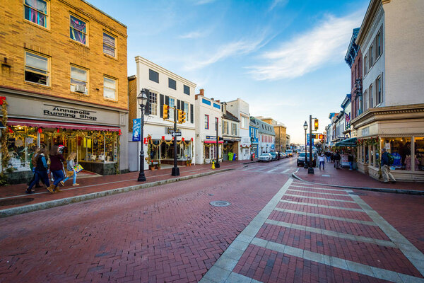 Main Street, in downtown Annapolis, Maryland.
