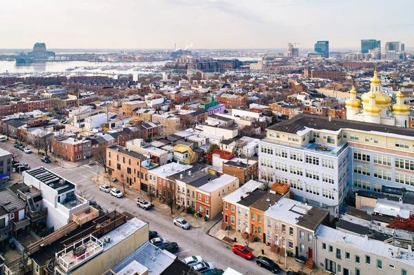 Aerial view of Canton, in Baltimore, Maryland. — Stock Photo, Image