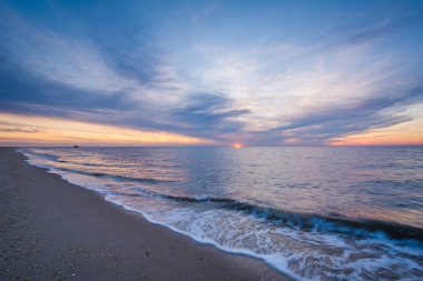 Günbatımı Sunset Beach deki Cape May, yeni J Delaware Körfezi üzerinden