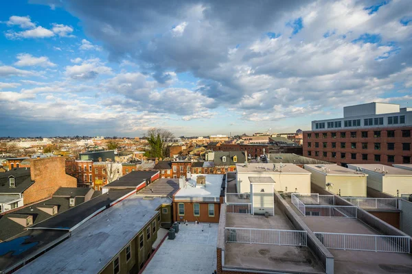 View of rooftop decks and Fells Point, in Baltimore, Maryland. — Stock Photo, Image