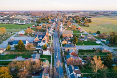 Aerial view of Main Street, in Shrewsbury, Pennsylvania. clipart