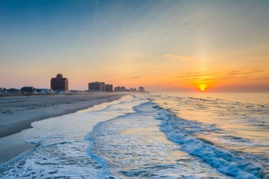 Atlantik Okyanusu Ventnor City, New Jersey, gündoğumu,.