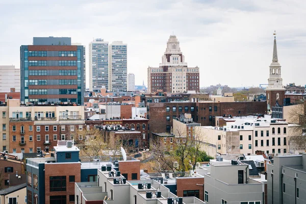 View of Old City from the Benjamin Franklin Bridge Walkway in Ph — Stock Photo, Image