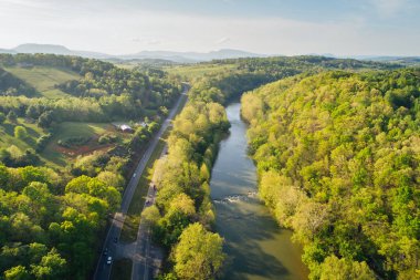 Maury nehir ve Buen Blue Ridge Mountains havadan görünümü