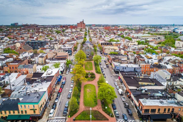 Letecký pohled na náměstí O'Donnell v kantonu, Baltimore, Maryland. — Stock fotografie