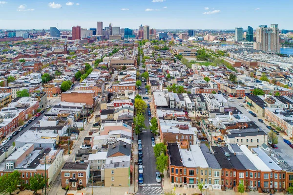 Flygfoto över Riverside och Federal Hill, i Baltimore, Marylan — Stockfoto