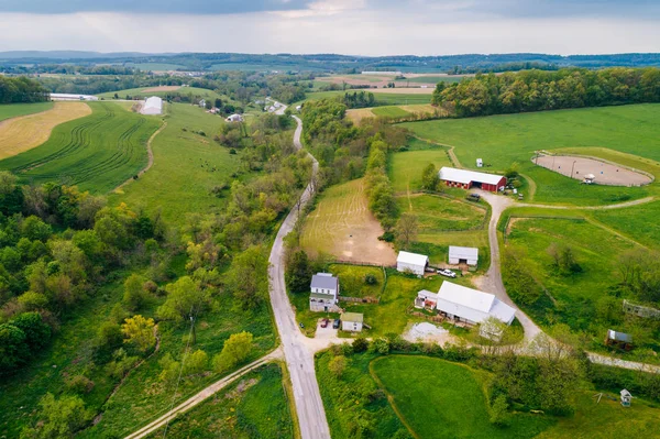 Vista de granjas y colinas en una zona rural del condado de York , — Foto de Stock