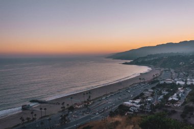 Pasifik Palisades, Los Angeles, Kaliforniya 'da günbatımı manzarası