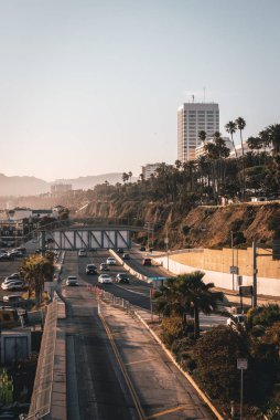 View of Pacific Coast Highway, in Santa Monica, Los Angeles, Cal clipart