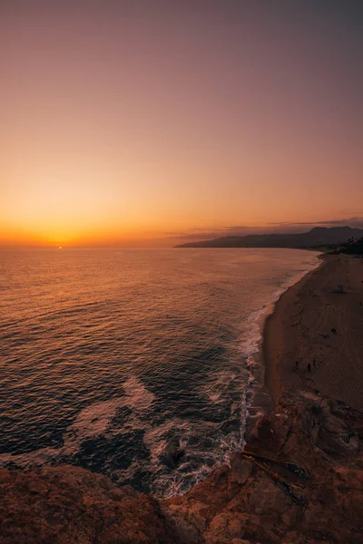 Widok na zachód słońca z Point Dume State Beach, Malibu, Kalifornia — Zdjęcie stockowe